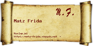 Matz Frida névjegykártya